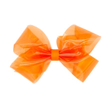 Load image into Gallery viewer, Medium WeeSplash™ Vibrant Colored Vinyl Girls Swim Hair Bow - Orange
