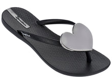 Load image into Gallery viewer, Clearance - IPANEMA Black with Silver Heart Flip Flop
