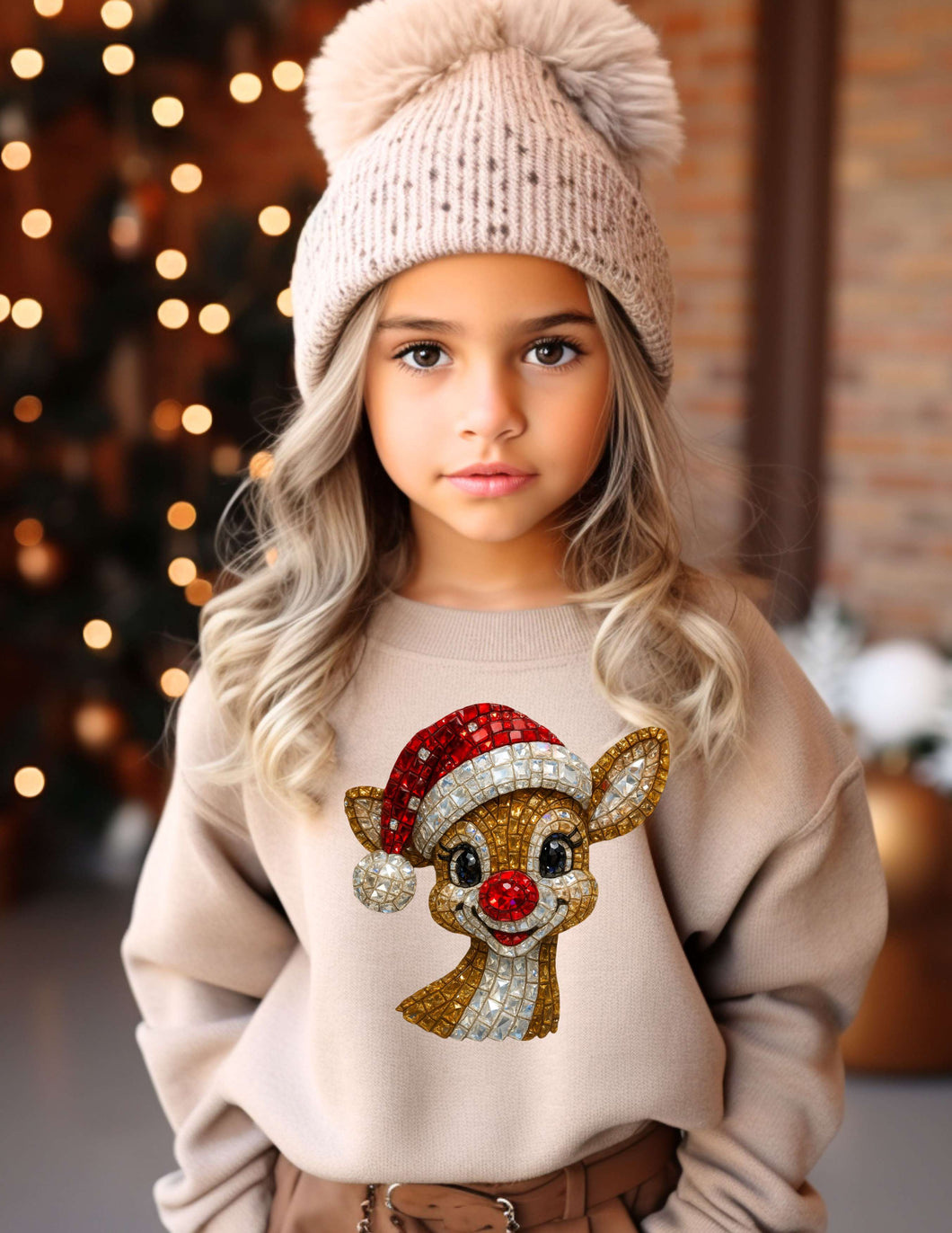 Rudolph Crystal Mosaic  Crew Sweatshirt