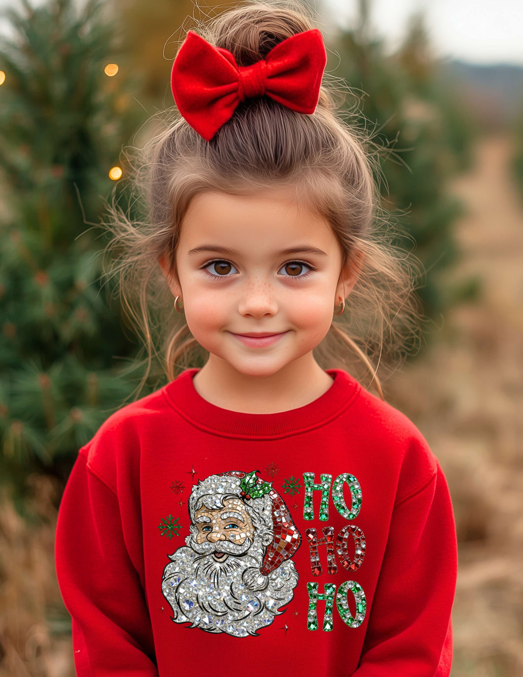 HO HO HO Santa Crystal Mosaic Crew Sweatshirt