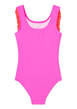 Load image into Gallery viewer, Neon Pink &amp; Red Ruffle Swimsuit
