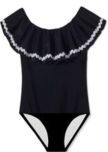 Load image into Gallery viewer, Black Swimsuit with Ric Rac
