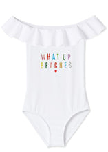 Load image into Gallery viewer, What Up Beaches White Ruffle Swimsuit
