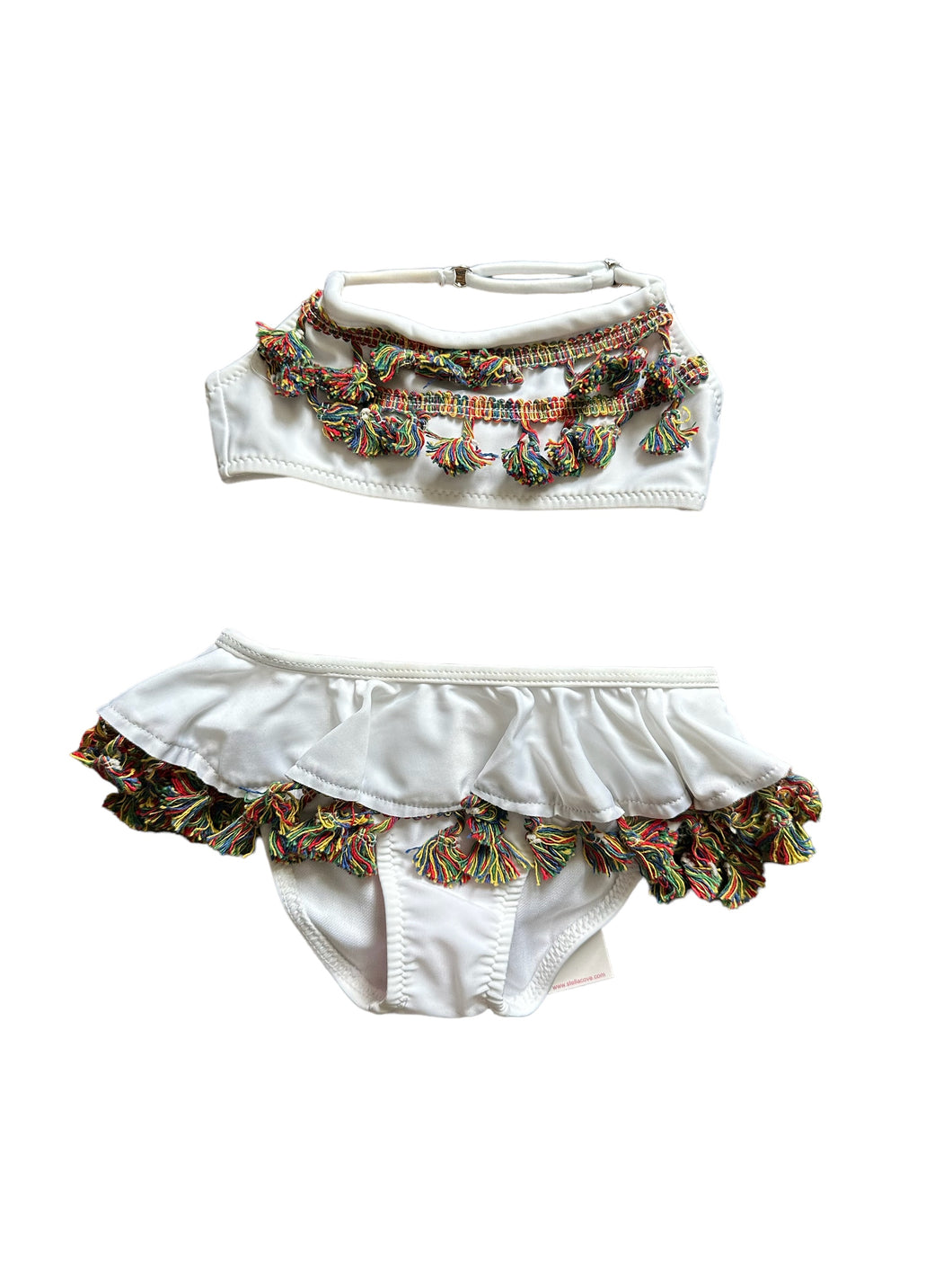 White Rainbow Tassel Bikini (INSTOCK) SIZE 4