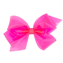 Load image into Gallery viewer, Medium WeeSplash™ Vibrant Colored Vinyl Girls Swim Hair Bow - Hot Pink
