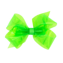 Load image into Gallery viewer, Medium WeeSplash™ Vibrant Colored Vinyl Girls Swim Hair Bow - Neon Green
