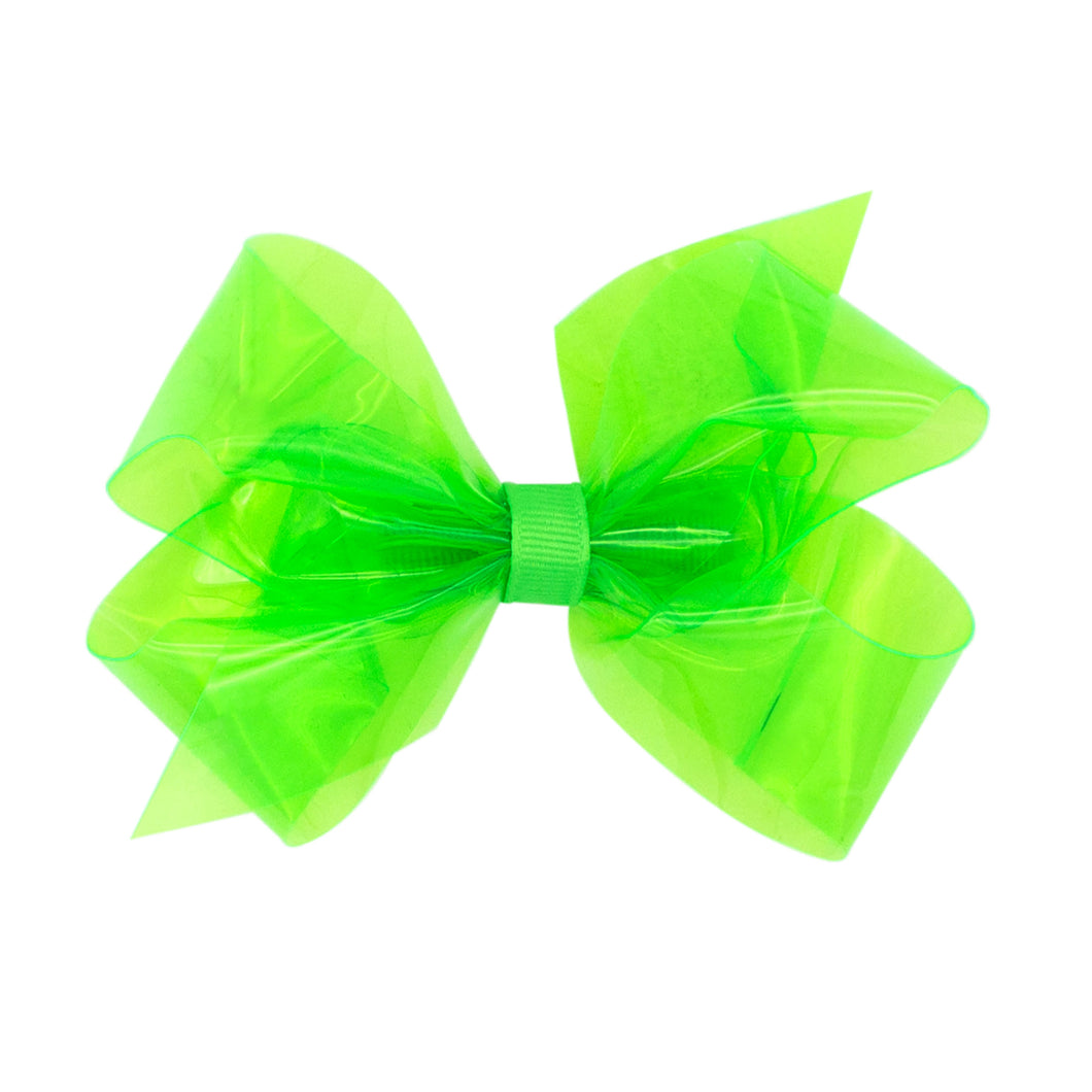 Medium WeeSplash™ Vibrant Colored Vinyl Girls Swim Hair Bow - Neon Green