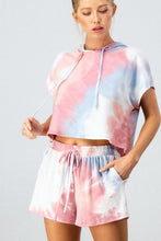 Load image into Gallery viewer, LADIES TIE DYE FRENCH TERRY SHORT SET - Pink - Blue
