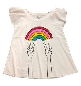 Clearance - Chaser Rainbow Peace Flutter Sleeve Tank