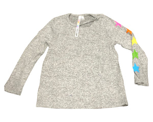 Clearance - Malibu Sugar Grey Cut Out with Neon Stars Long Sleeve Shirt - Size 12