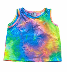 CLEARANCE - Dori Creations Tie Dye Cropped Tank - Neon - Size 12-14