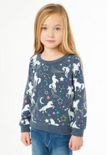Load image into Gallery viewer, Clearance - Chaser Love Knit Raglan Pullover - All Over Unicorns - Size 14
