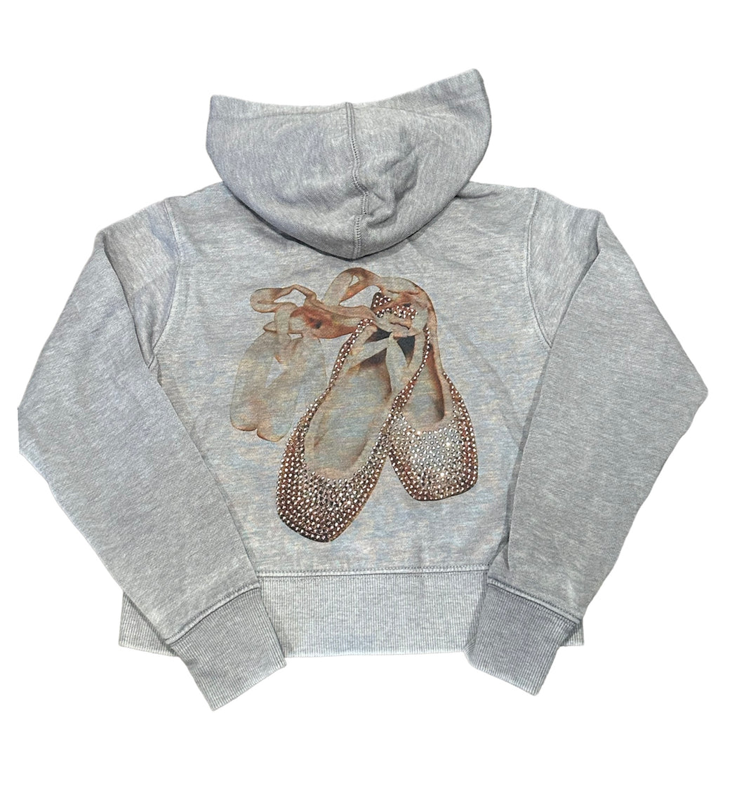 Clearance - Grey Zip Up Hoodie - Ballet Slippers - Size 4