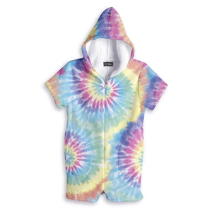 Pastel Tie-Dye Fuzzy Romper Loungewear