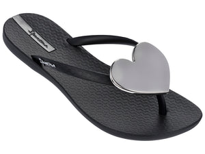 Clearance - IPANEMA Black with Silver Heart Flip Flop